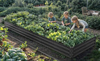 DWVO 2pcs 12 x 4 x 1 FT Raised Garden Bed Kit, Outdoor Galvanized Flower Bed with Safety Rubber and Gloves, Large Metal Planter Box for Vegetables, Flowers, Herbs, Fruits, Black