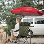 AMMSUN XL Chair Umbrella with Universal Clamp Adjustable 47 inches and 360-degree Swivel UPF 50+, Portable Clamp on Camping or Beach Chair, Stroller, Wheelchair, Golf cart, Red, Large-sized