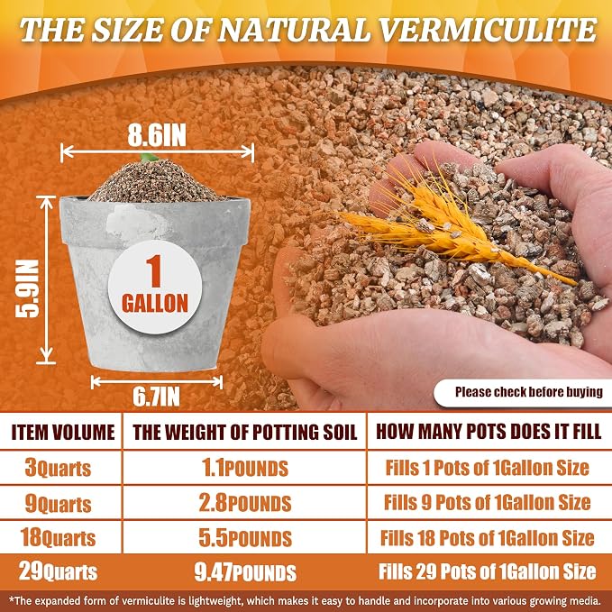 AVALUTION 29QT Vermiculite - Organic Vermiculite for Plants Horticultural Coarse Vermiculite Natural Soil Additive for Potted Plants Gardening Mushrooms Seed Starting