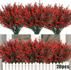 RECUTMS 20 Bundles Artificial Fall Flowers No Fade Faux Autumn Plants, Fake Indoor Outdoor Greenery for Thanksgiving Christmas Wedding Party Home Garden Fireplace Décor(Orange)