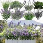 Green Moon 20 Bundles Artificial Lavender Plants Outdoor Fake Outdoor Plants UV Resistant for Home Planter Garden Patio Yard Decor