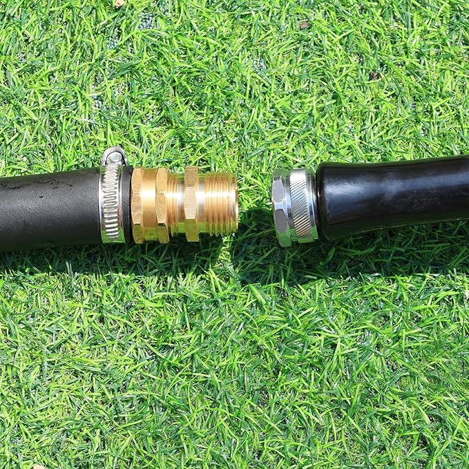 Solid brass Garden Hose Fittings Connectors Adapter Heavy Duty Brass Repair double male to male faucet leader coupler dual water hose connector(3/4" GHT Double Male) 2 Pcs