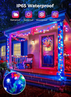 Minetom Red White Blue Lights, 2Pack Total 200 LED 80FT 4th of July Patriotic Lights 8 Modes, Waterproof Solar String Lights Outdoor,Solar String Lights for Outside Independence Day Memorial Day Decor