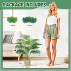 Der Rose Fake Palm Tree 28Inch Faux Plant Potted Tall Fake Plant with Hand-Woven Baskets Artificial Tree for Indoor Outdoor Home Office Bedroom Porch Balcony Decor