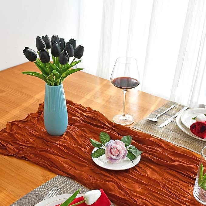 Mandy's Black Artificial Tulips Flowers Centerpiece, 13.5" Lifelike PU Fake Floral Stems 20pcs for Kitchen Island & Dining Table, Spring Decor for Easter