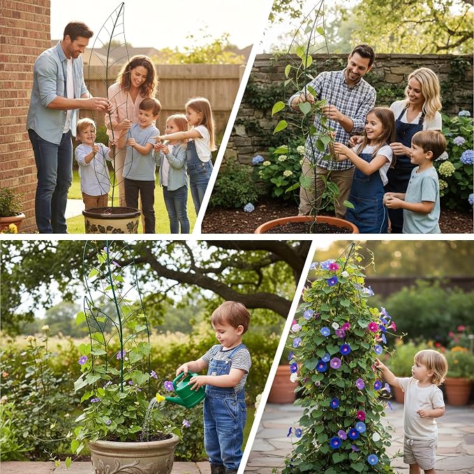 Trellis for Climbing Plants Outdoor Made of Metal, Voumsil Garden Trellis with Leaf Design, for Garden Decor Garden Lawn Porch