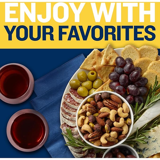 PLANTERS Deluxe Salted Mixed Nuts, Roasted Cashews, Almonds, Pecans, Pistachios, and Hazelnuts, Party Snacks, Plant-Based Protein, Quick Snack for Adults, After School Snack, 34oz Container