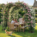 DoCred Garden Arch Trellis, 87in H x 118in L Large Garden Arbor Trellis for Climbing Plants Outdoor Plant Support for Cucumber Grape Vine,Tall Metal Gardens Archway for Lawn Party Ceremony