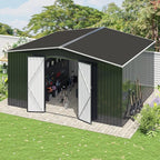 Polar Aurora 12x14 FT Outdoor Storage Shed, Garden Shed with Updated Frame Structure and Lockable Doors, Metal Tool Sheds for Backyard Garden Patio Lawn, Black