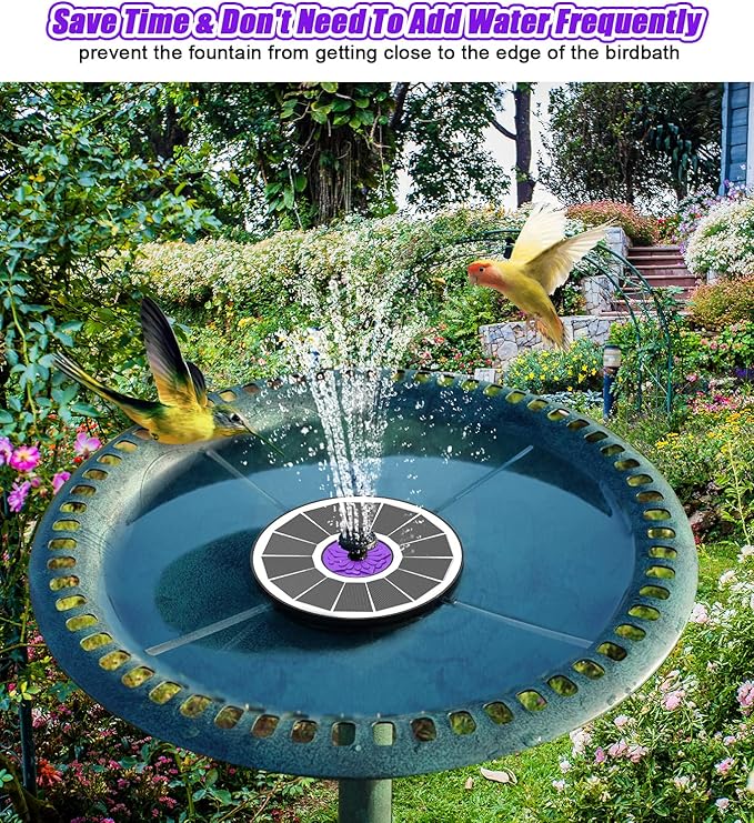 SZMP Solar Fountain 3.5W Bird Bath Fountains with Flower Upgraded Glass Panel, Solar Powered Water Fountain with 7 Nozzles & 4 Fixer, Solar Fountain Pump for Bird Bath, Garden, Pond, Pool (White)