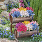 Bassion 24 Bundles Artificial Flowers for Outdoors Decoration, UV Resistant Blue Silk Fake Faux Flowers Artificial Plants for Outside Window Box Porch Garden Home Decor