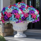 Artificial Flowers Outdoor Shrubs - 16 Bundles Fake Plants UV Resistant No Fade Faux Plastic Greenery Home Garden Porch Decoration Indoor (1, Multi 16-5)