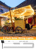 Solar String Lights Outdoor Waterproof, 2 Pack Total 144FT 400 LED Solar Powered String Light with 8 Lighting Modes, Waterproof Patio Lights, Christmas Outdoor Lights for Outside Tree, Warm White