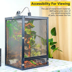 RunDuck 33 Gallon 360° Panoramic Foldable Reptile Terrarium Kit: Crested Gecko Tank and Reptile Cage for Superior Ventilation, Easy Feeding, Sturdiness, and Simple Assembly (Black, 26"x17"x17")