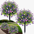2 Pack Artificial Boxwood Topiary Ball Tree with Spikes,Outdoor UV Resistant Fake Bushes Plants Flowers,Faux Shrubs Greenery for Planters Yard Porch Pathway Office Spring Decor - Purple