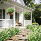 24 Bundles Artificial Plants Flowers Outdoor, Faux Lavender Flowers Fake Monkey Grass UV Resistant Plastic Plant for Porch Garden Patio Window Home Decor, White