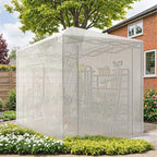 Devoko 8x6 FT Walk-in Greenhouse, Instant Pop Up Green House for Outdoors with PE Cover, Zippered Door and 2 Roll-up Windows, Portable and Easy Assemble (White)