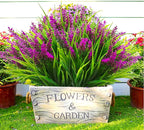 Artificial Plants Outdoor, 20 Pcs Fake Flowers UV Resistant Outdoor Fake Plants, Lavender Artificial Flowers Plastic Fake Faux Flowers Shrubs for Home Porch Garden Yard Window Box