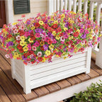 SHareconn 36 Bundles Artificial Flowers for Outdoors Decoration, Faux Plants Fake Silk Colorful Daisy Eucalyptus Lavender, UV Resistant for Outside Home Porch Patio Indoor Spring Decor, Mix 5 Colors