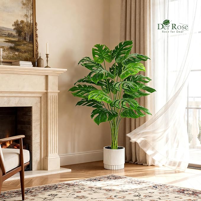 Der Rose 44" Tall Fake Monstera Tree Artificial Faux Plant for Home Living Room Porch Balcony Indoor Outdoor Decor