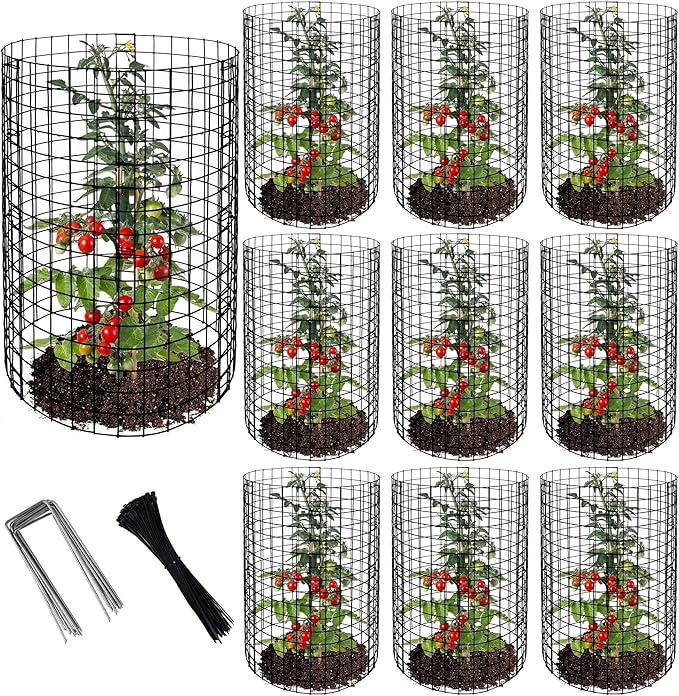 Adnee 10 Packs Wire Plant Protector from Animals - 20" H X 12" D Metal Mesh Plant Cage Covers - Sturdy Garden Bunny Barricades Chicken Wire Cloche for Plants Shrubs Vegetables Flowers