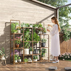 EnHomee Plant Stand Indoor Tall Plant Stand Outdoor Large Wood Plants Shelf with 12-14 Pots for Patio, Living Room, Garden, Balcony, 44.8" Wx47.2 Hx11.78 D