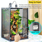 RunDuck 33 Gallon 360° Panoramic Foldable Reptile Terrarium Kit: Crested Gecko Tank and Reptile Cage for Superior Ventilation, Easy Feeding, Sturdiness, and Simple Assembly (Black, 26"x17"x17")