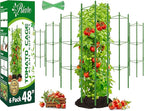 Riare 6 Pack 4 FT Tomato Cages for Garden- 48inches Heavy Duty Garden Stakes, Adjustable Tall Tomato Plant Support Tomato Trellis Cage for Pots, Raised Garden Bed, Climbing Vegetables Plants Flowers