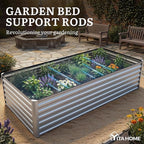 YITAHOME 8x4x2ft Large Raised Garden Bed Kit, Galvanized Metal Planter Box with Gloves, Ground Nails, Support Rod & Safety Rubber, Outdoor Above Ground Planters for Plants Vegetables Flowers, Silver