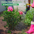 Zubebe 10 Pack Small Wire Plant Protectors Square Plant Protectors from Animals Mesh Cage Chicken Wire Cloche for Shrubs with Ground Stakes and Nylon Ties(Thickness 2mm,Dark Green)