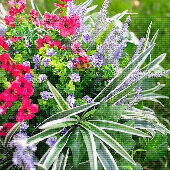 Starttag 20PCS Artificial Plants for Outdoor Decor Realistic Faux Greenery & Flowers Fake Plastic Leaves with Stems UV Resistant Outside Bushes for Garden Patio and Porch