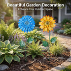 Topadorn Glow in The Dark Flower Garden Stakes – Set of 2, 25" Metal Light-Up Yard Decor with Swaying Flower Design, Outdoor Garden & Pathway Decoration