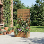 Casaphoria Metal Raised Garden Bed with Trellis, 59"x30"x12" Planter Box for Climbing Plants, Vegetables & Vines, Features Drainage Holes and Privacy Screen, Brown-Harold