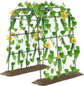 Miory Garden Arch Trellis for Climbing Plants Outdoor, Cucumber Trellis for Raised Bed, Steel with UV-Resistant PE Coated Plants Support Trellis (71 x 83 Inch)
