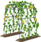 Miory Garden Arch Trellis for Climbing Plants Outdoor, Cucumber Trellis for Raised Bed, Steel with UV-Resistant PE Coated Plants Support Trellis (71 x 83 Inch)