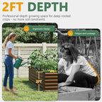 FOOWIN 4pcs 8x4x2ft Galvanized Raised Garden Bed, Planter Raised Garden Boxes Outdoor, Large Metal Raised Beds for Gardening, Garden Bed for Vegetables, Flowers, Herb,478 Gallon Capacity, Brown