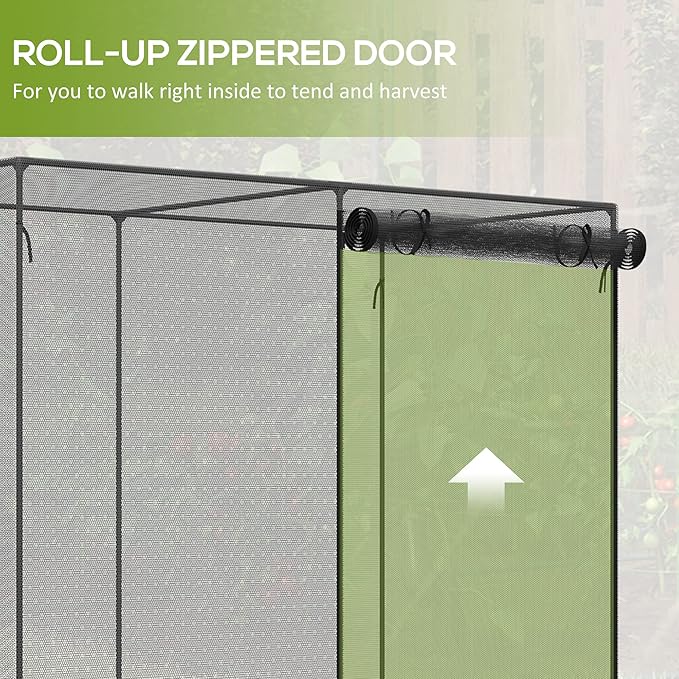Outsunny 6' x 3' x 5' Crop Cage, Plant Protection Tent with Zippered Doors for Vegetable Garden, Backyard, Black