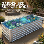 YITAHOME 6x3x2ft 2pcs Large Raised Garden Bed Kit, Galvanized Metal Planter Box with Gloves, Ground Nails, Support Rod, Outdoor Above Ground Planters for Plants Vegetables Flowers, Silver