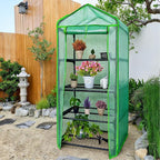 4 Tier Mini Greenhouse - Portable Indoor Outdoor Green House with 24lbs Per Shelf, Durable PE Cover & Tool-Free Assembly for Garden Balcony Patio Backyard