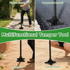 Tamper Tool with Detachable Long Handle, 59 Inch Manual Heavy Duty Soil Compactor for Pavers, Stones, Lawn Edging, Fence Post Installation, Black
