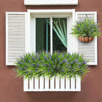 Sggvecsy 24 Bundles Artificial Plants Outdoor Faux Lavender Flowers Fake Monkey Grass UV Resistant Plastic Greenery Plants for Garden Home Porch Window Patio Hanging Planter Indoor Decor (Purple)