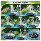 Yzert Solar Fountain with 2000mAh Battery & Innovative Indicator Works in Cloudy Day, 3.5W 2026 Glass Solar Water Fountain Pump Flower Shape with 7 Nozzles for Bird Baths, Ponds, Outdoors (Black)