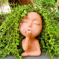 Brown Resin Handcrafted Cute Flower Pot, Suitable for Indoor and Outdoor Use, with Drain Hole and Anti-Friction Pads