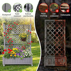 YITAHOME 42.5x14.2x61 in Planter Box with Trellis/Outdoor Privacy Screen, All-Weather Raised Garden Bed with Wheels & Drain Plug for Climbing Plants Flowers Herbs, Brown