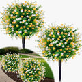 2 Pack Artificial Boxwood Topiary Ball Tree with Spike,15.75" Outdoor UV Resistant Fake Plants Shrubs Bushes,Faux Flower Evergreen for Pot Fillers Planter Porch Yard Outside Spring Decoration