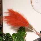 Premium Faux Orange Pampas Grass – 43.3" Tall Fluffy Decor, 8pcs 18-Branch One-Piece Stems No Assembly, Luxury Silk-Feel Feather Flowers for Boho Wedding Home Decor (Tangerine, 8 Stems / 110cm)
