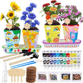 Paint & Plant Flower Growing Kit, Complete Gardening Set with 4 Ceramic Pots, Soils, Seeds and Other Tools, Ideal for Educational Arts and Crafts DIY Gift