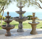 Ravenna 43" High Large Italian Indoor Outdoor Decor Faux Stone Floor Fountain Standing Waterfall 3-Tier Basin Tall Water Feature for Outside Garden Patio Yard Backyard Porch Deck - John Timberland