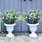 2 Pcs Artificial Potted Flowers for Outdoors - 16 Inch Large Pre-Assembly Purple Flowers Faux Plants Lavender Daisy for Outdoor Home Office Front Doors Patios Porches Yards Decor