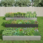 2PCS 8x4x1ft Galvanized Raised Garden Bed Kit,Metal Planter Box for Vegetables,Flowers,Herbs Durable Rust-Resistant Patio Gardening Beds,Silver